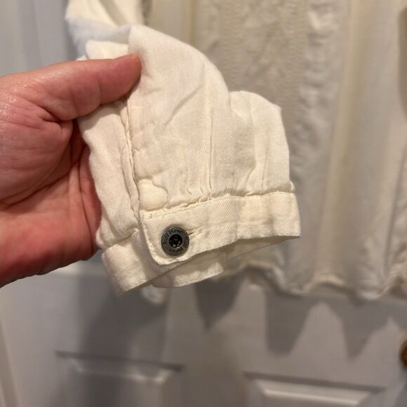 Ruff Hewn Women's Ivory White Cream Embroidered Top Large Cottagecore - Picture 7 of 9